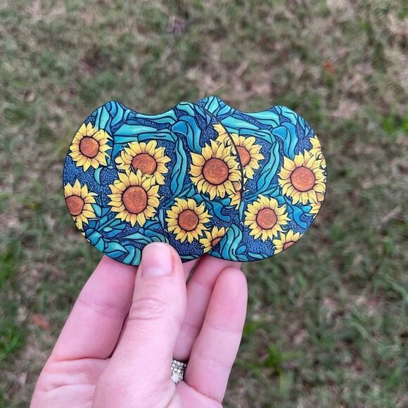 Sunflower Fields Car Coaster Set | Car Accessories - Picture 3 of 14